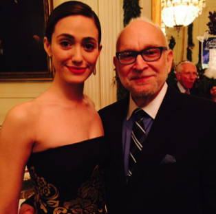 Actress Emily Rossum with Hal Lewis at the White House Hanukkah event